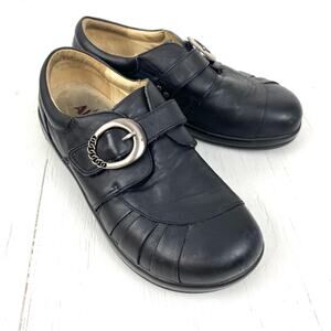 Alegria Khloe Mary Jane Adjustable Leather Upper Size 40 Black Silver Buckle